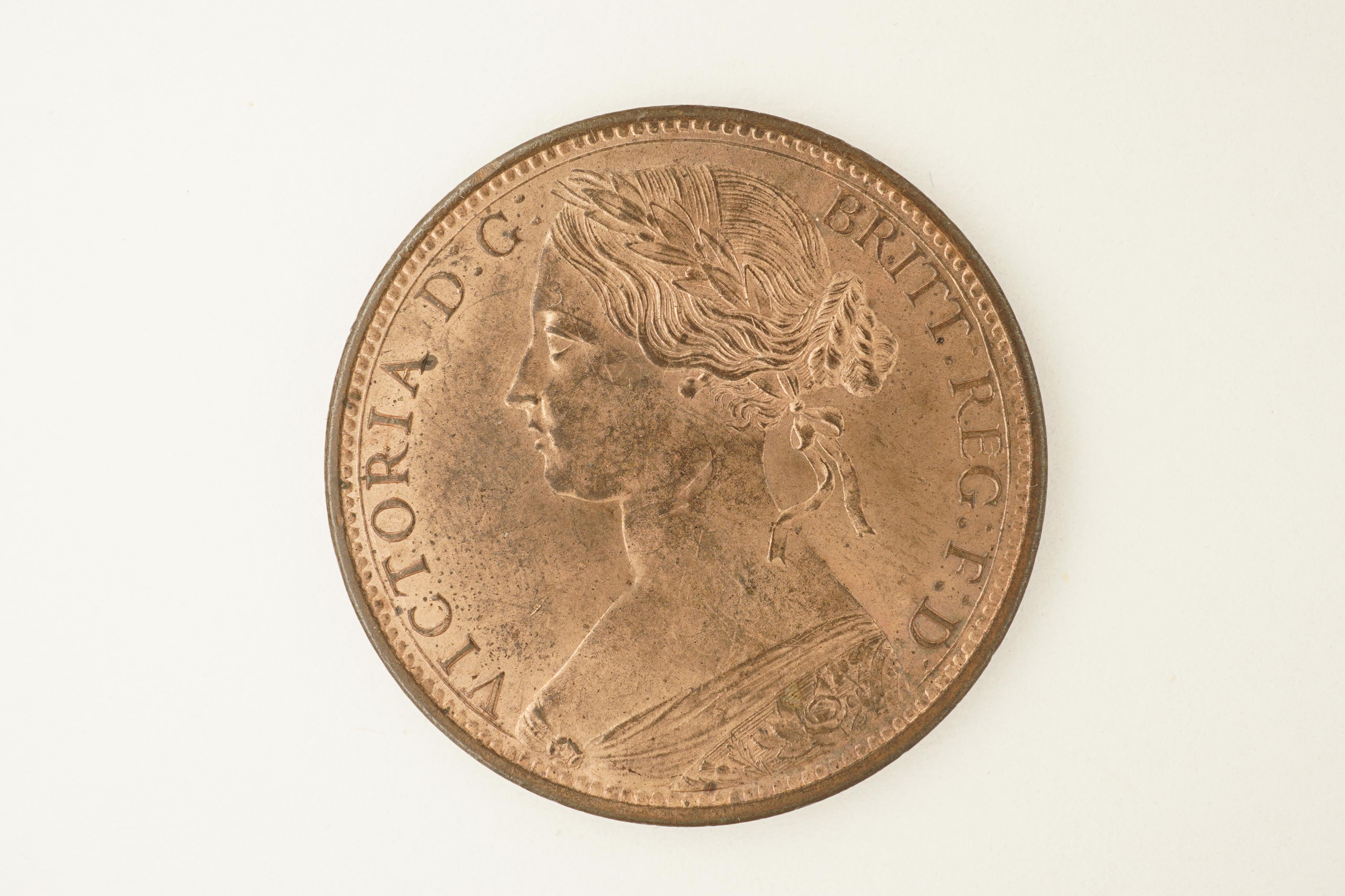 British coins, Victoria, bronze penny, 1864, slanted tail on 4, Fr. 49, Gouby dies J/g, good EF, much lustre, scarce in this grade., Provenance- John Hill collection purchased from, Spink, Ancient, English, Scottish and